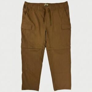 Lake & Trail Mens XXL Cargo Convertible Zip Off Pants Nylon Spandex Brown
